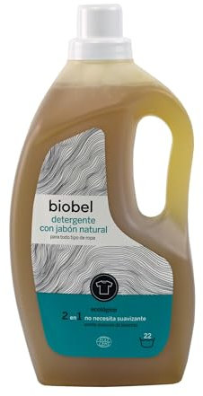 Biobel - Detergente Líquido para Ropa - 100% Natural - Con Aceite Esencial de Lavanda - Enriquecido con Jabón Natural - Elimina Olores y Desinfecta - Apto para Todas las Prendas - 1,5 L
