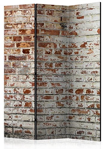 RAUMTEILER/PARAVENT B&D XXL - Ziegel-Optik, 135x172 cm, 3-teilig, modern | Mobiler Sichtschutz, sofort einsatzbereit, Holzrahmen, ideal fürs Wohnzimmer oder Büro, geruchsneutral, lichtbeständig