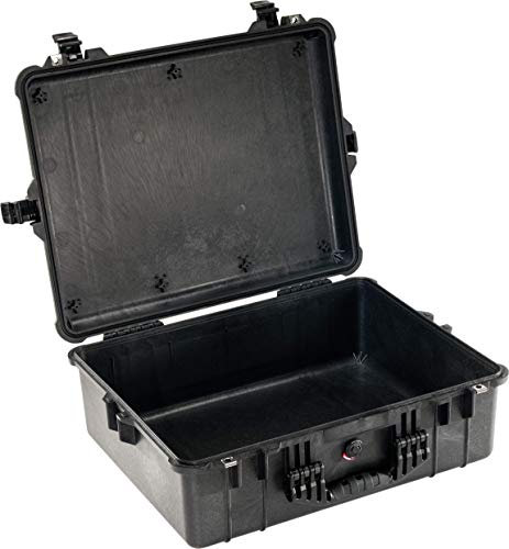 PELI 1600 Extrem Robuster Transportbehälter für Wertvolles Equipment, IP67 Wasser- und Staubdicht, 46L Volumen, Ohne Schaum, Schwarz