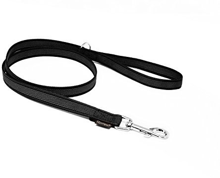 Mystique® Gummierte Leine 20mm mit Handschlaufe Standard Karabiner schwarz 2m