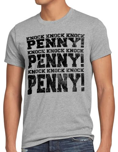 style3 Knock Knock Knock Penny! T-Shirt Herren, Größe:XXL, Farbe:Grau meliert