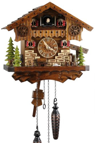 Eble Kuckucksuhr Kuckuckuhr Echtholz NEU batteriebetriebenes Quartzwerk Kuckuckruf Schwarzwaldhaus 26cm- 21448