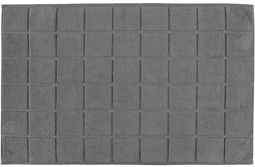 Frottier-Badvorleger-60x100 cm, Uni-Karofond, anthrazit