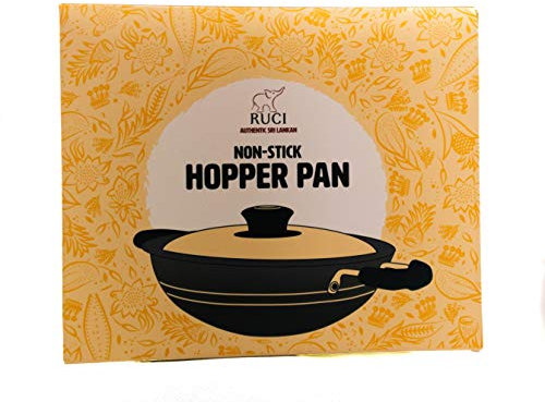 RUCI Non-Stick Hopper Pan, with Glass Lid and Heavy Bottom for Best Heat Retention and Distribution to Make Crispy Sri Lankan Hoppers 20cm