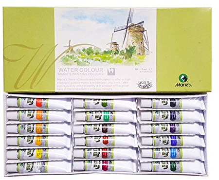 Lot de 18 tubes de peinture aquarelle