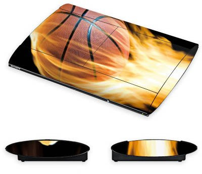 DeinDesign Skin kompatibel mit Sony Playstation 3 Superslim CECH-4000 Folie Sticker Basketball Feuer Sport