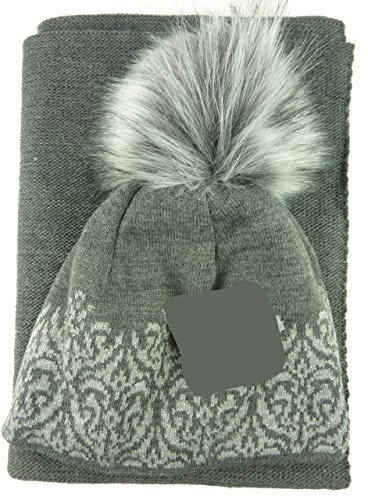achti LOLA Winterset, 2 teiliges Set, Mütze mit Pompon, Rundschal, one Size (grau anthrazit)