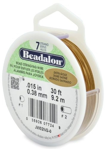 Beadalon Stringing Wire 7-Strand .015-inch x 30'-Satin Gold, Other, Multicoloured, 3.6 x 8.93 x 10.15 cm