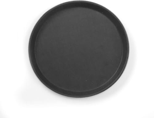 HENDI Serviertablett, Tablett, Temperaturbeständig von -10° bis 100°C, Gastro Tablett, Polyester glasfaserverstärkt, rund, Antirutschbeschichtung, Schock- und bruchfest, ø280mm, Schwarz
