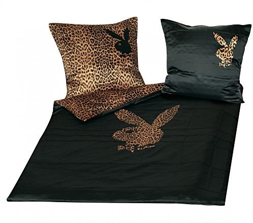 Playboy Bettwäsche Leopard Braun 135x200 Polyester Bettbezug Bettdecke Garnitur braun schwarz