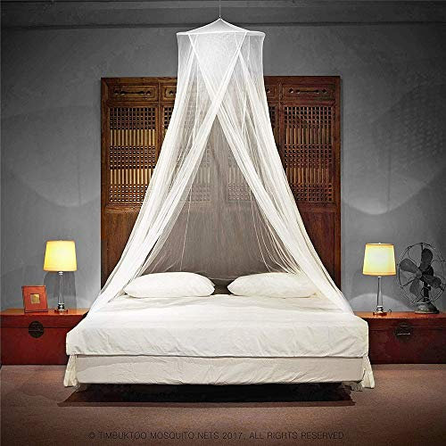 Luxury Mosquito NET - for King to Single Size Beds - by Timbuktoo Mosquito Nets - Quick and Easy Installation System - Unique Internal Loop - 2 Entries - Ripstop Stuff Sack - No Added Chemicals.