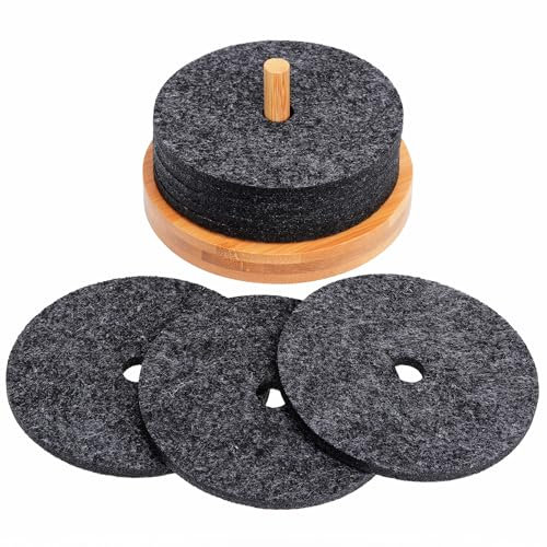 GRÄWE Untersetzer für Gläser, Filz, Glasuntersetzer, 8er Set inkl. Bambushalter, rund - Für Getränke, Tassen, Glas-Tischuntersetzer, Getränkeuntersetzer, dunkelgrau