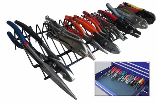 Plyworx Pliers Rack for Tool Drawer Storage, Holds 32 Tools, Steel Frame, Triple-Coated Vinyl, Adjustable Organizer for Toolboxes, Durable Holder for Home, Garage, and Professional Use