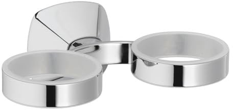 Keuco Doppelhalter aus Metall, Chrom, für Badezimmer oder Gäste-WC, lose, zum Beispiel als Zahnbürstenhalter, ohne Gläser, 5,3cm Durchmesser, City.2