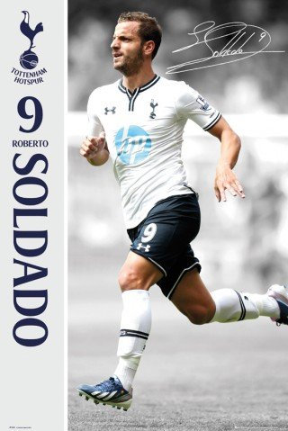 1art1 Fußball Poster Tottenham Hotspur, Soldado13/14 Plakat | Bild 91x61 cm