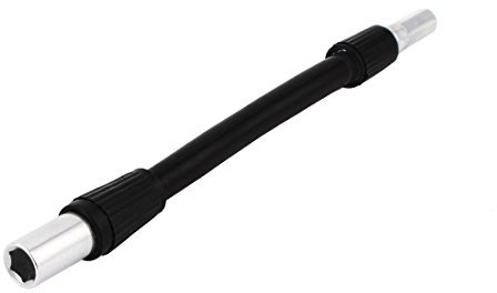 Sourcingmap 1/4 Hex Shank 140mm Length Flexible Extension Screwdriver Bit Black