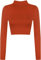 WearAll New Womens Turtle Neck Crop Ladies Long Sleeve Plain Polo Short Stretch Top Rust 12/14