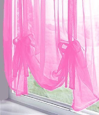John Aird Voile Tie Blind Curtain Panels 58 Wide x 54 Drop (Pink)