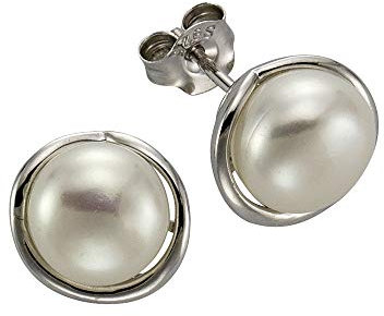 Zeeme Pearls Damen Ohrstecker 925/- Sterling Silber 1,05cm Glänzend Süßwasserzuchtperle weiß 360221793