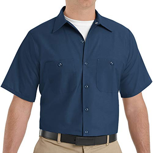 Red Kap Men's Industrial Shirt, Short Sleeve Work Utility Button Down Shirt, Navy, L UK