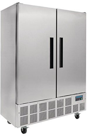 Polar Refrigeration G-Series 600 W Double Door Slimline Fridge 960 Litre,Stainless Steel,Size: 2000(H)x1340(W)x710(D)mm,Temp: -2 degree to 5 degree celsius,Auto Defrost,6 Shelves,Energy Rating C,GD879