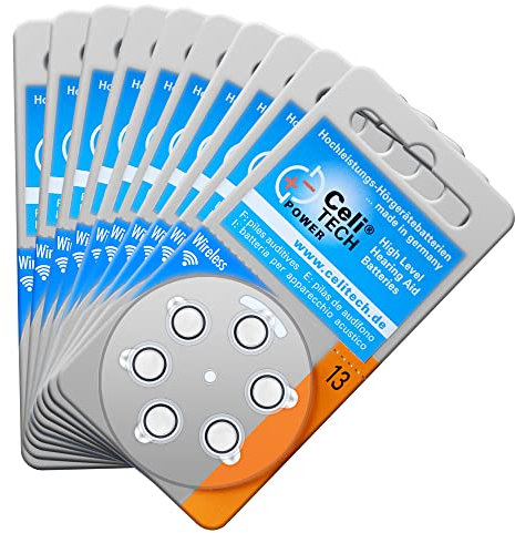 60 x Hörgerätebatterien Größe 13 / ORANGE (passt Nicht bei Größe 312)