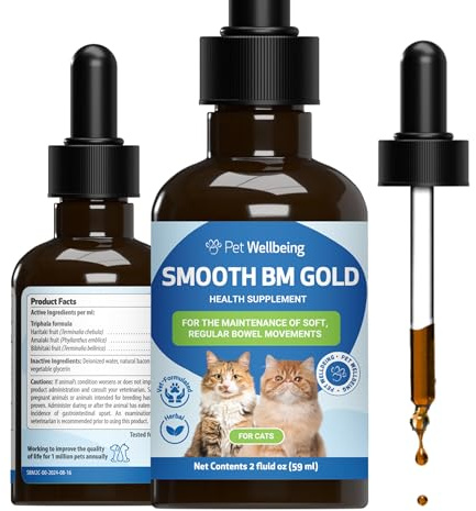 Pet Wellbeing Smooth BM Gold for Cats - Healthy Bowel & Stool, 2 oz | NASC Certified & Vet-Formulated Liquid Digestive Supplement with Triphala for Healthy Bowel Movements & Stool Consistency