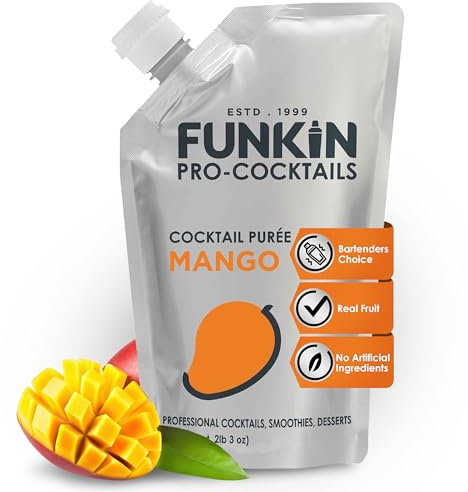 Funkin Pro Mango Fruit Puree for Cocktails, Cooking & Baking, Real Fruit Cocktail Ingredients, 1kg Mixer