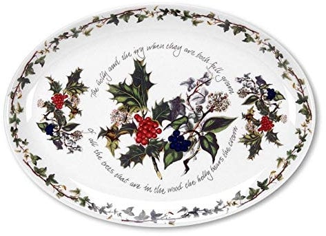 The Holly & Ivy Plato de Servir Ovalado, cerámica, Multicolor, 23.3 x 32.299999999999997 x 2.1 cm