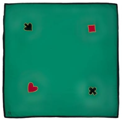 Engelhart Premium Green Square Playing Mat 120 x 120 cm – Cotton Card Game Tablecloth with 4 Appliqués, Washable at 30°C 390850