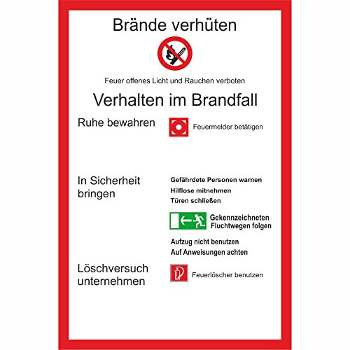 Indigos UG Aufkleber Aushang Brandschutzordnung Teil A gem. DIN 14096-1 - München Stadt 30x20cm - selbstklebender Sicherheits Aufkleber für Tür oder Wand - Warnschild für Gebäude, Hotel