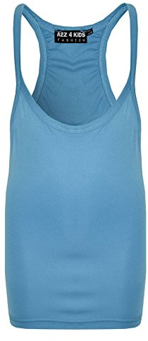Kids Girls Childrens Vest Top - Racer Vest Turquoise 5-6