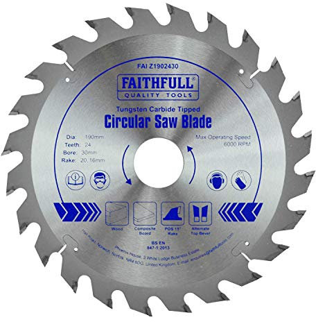 Faithfull Tct Lame scie circulaire 24 dents 190 X 30 mm