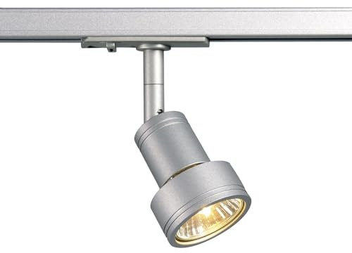 SLV PURI | LED Schienen-Strahler, Dreh- und schwenkbarer 1-Phasen-Strahler, Deckenstrahler, Deckenleuchte, Schienensystem, Innenbeleuchtung | GU10, inkl. 1Phasen-Adapter, Grau