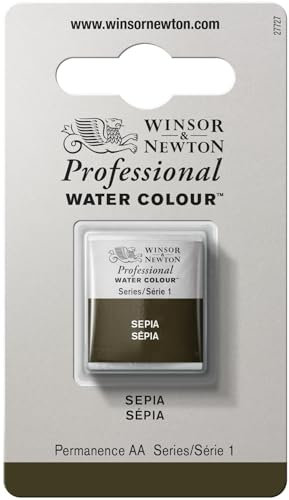 Winsor & Newton Aquarelle Professionnel - Peinture Aquarelle, Haute Luminosité, Résistante à la Lumière, Qualité Archive, Demi Godet, Couleur Sépia