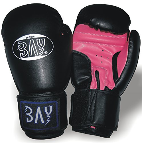 BAY® Future Boxhandschuhe Box-Handschuhe, SCHWARZ/PINK, Leder-PU, 10 Unzen UZ OZ