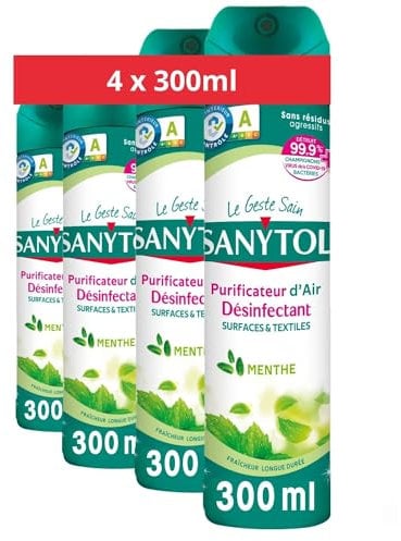 Sanytol - purificateur d'air- Désinfectant surfaces & textiles- 300 ml - Lot de 4