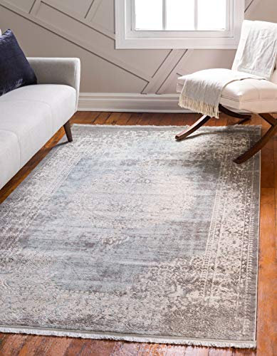 Unique Loom New Classical Collection Area Rug - Olwen (3' 3 x 5' 3 Rectangle, Light Blue/ Ivory)