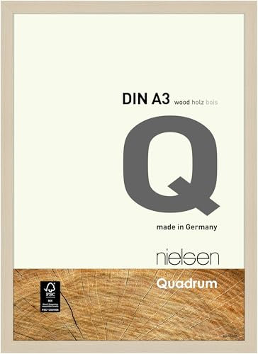 nielsen Bilderrahmen, 29,7 x 42 cm (A3), Holz, Ahorn, Posterrahmen zum Aufhängen im Hoch- & Querformat, Echtglas, Quadrum