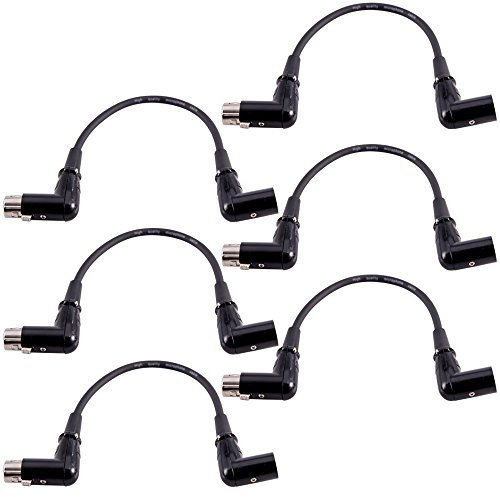 Seismic Audio Speakers Right Angle Patch Cables - XLR Male to XLR Female, 1 Foot, Pack of 6