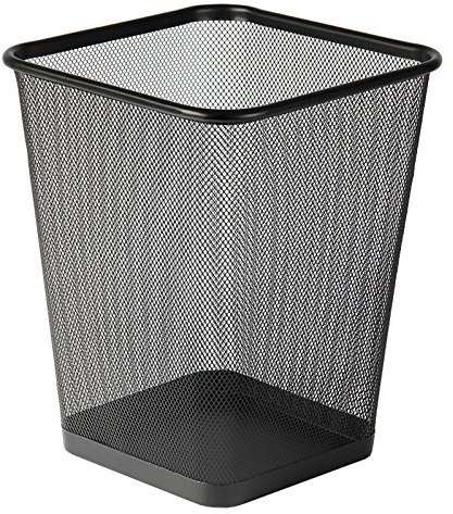 OSCO Black Wiremesh Waste Bin | Square | Height - 30 cm | Width - 25 cm | Trash Can | Waste Paper Basket | Recycling Container | Office | Home | Bathroom