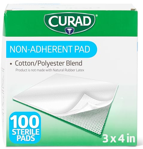 Curad Sterile Non-Adherent Pads (Pack of 100) for gentle wound dressing and absorption without sticking