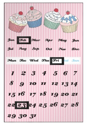 Premier Housewares Cupcake Magnetic Calendar - Pink