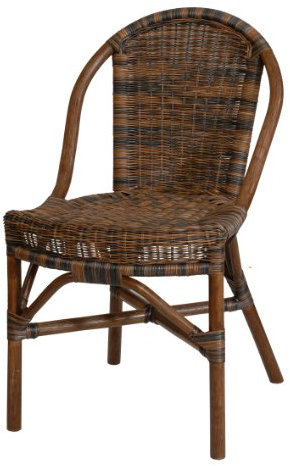 Korb-Outlet Rattanstuhl Klassik Schwarz Braun Esszimmerstuhl Schmal Esszimmer Stuhl Küchenstuhl Natur Rattan