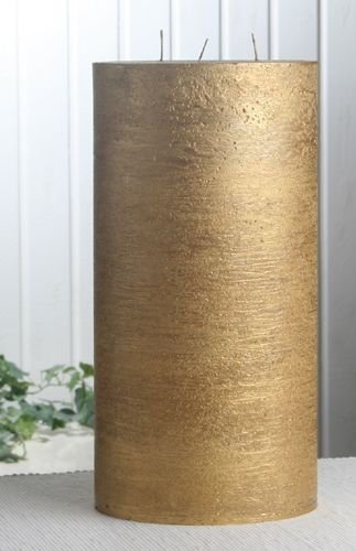 Rustik-Dreidochtkerze, 30 x 15 cm Ø, Gold-metallic