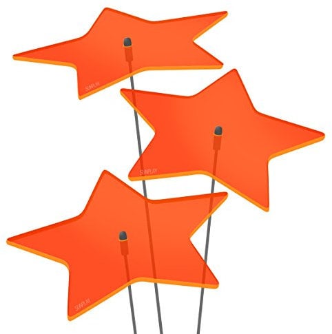 SUNPLAY Sonnenfänger Sterne Stella in ORANGE, 3 Stück je 20 cm Durchmesser im Set + 70 cm Schwingstäbe