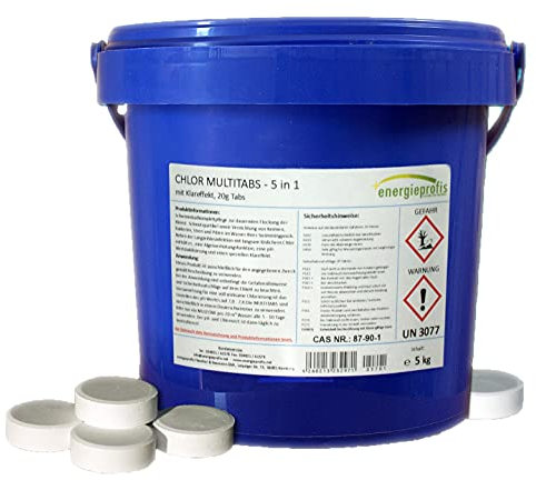 energieprofis 20 kg (4 x 5 kg) Chlor Multitabs 5 in 1 Multi Tabs 20 g