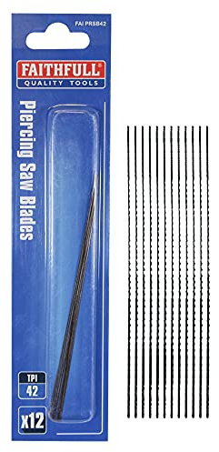 Faithfull FAIPRSB42 Piercing Saw (Jewellers Saw) Blades 12 Pack. 130mm (5in) 42tpi