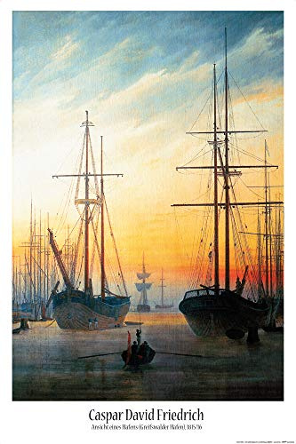 1art1 Caspar David Friedrich Poster Ansicht Eines Hafens, 1815-16 Plakat | Bild 91x61 cm