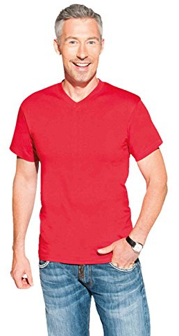Premium V-Ausschnitt T-Shirt Herren, Rot, L